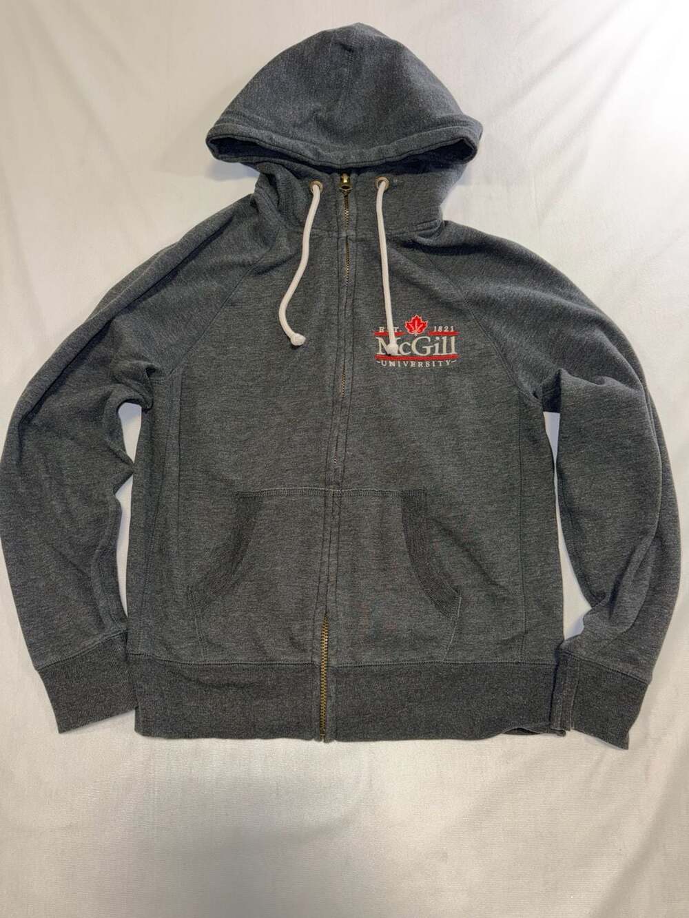 Campuscrew McGill University Athletics Full-Zip Embroidered Hoodie Gray Small
